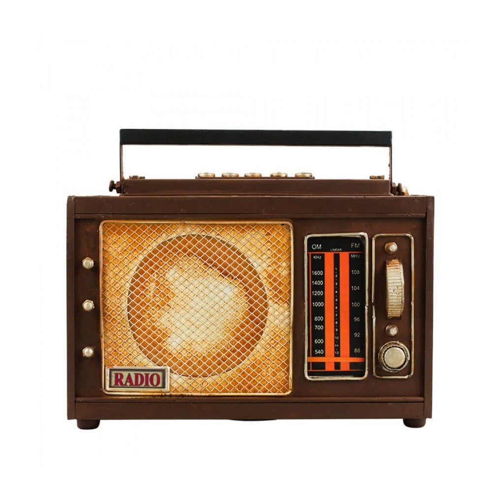 Rádio Antigo Cofrinho 19.5x8x23cm Estilo Retrô - Vintage AT2004B-2688A-M
