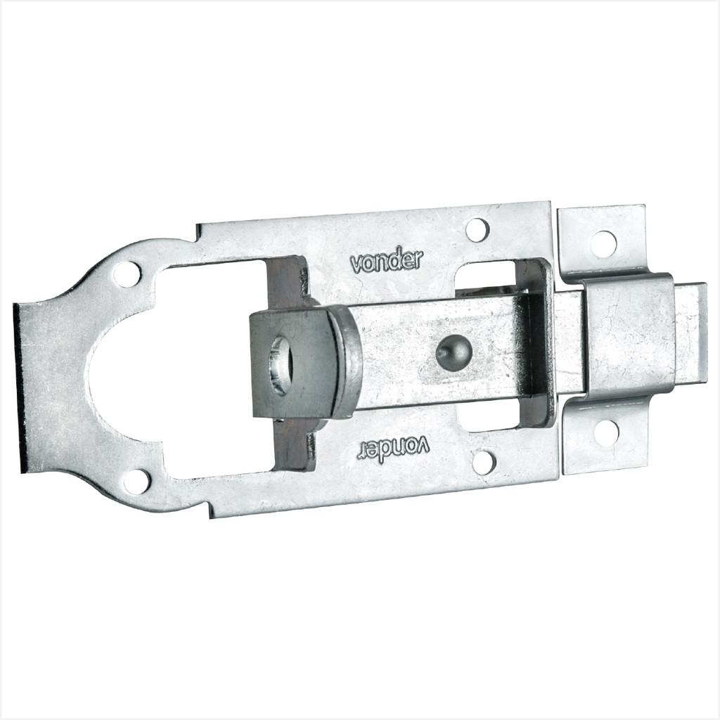 Fecho chato com porta-cadeado 4" - 101,6 mm zincado encartelado - Vonder