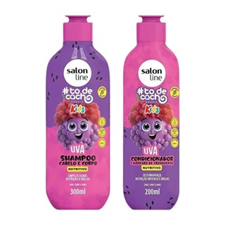 Kit Shampoo 300ml + Condicionador Salon Line Tô de Cachos Uva Kids 200ml em Oferta na Shopee