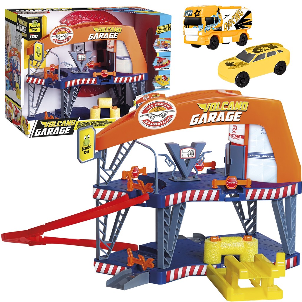 Auto Posto Infantil De Gasolina e Estacionamento 2 Andares Brinquedo Com Carrinho - Samba Toys