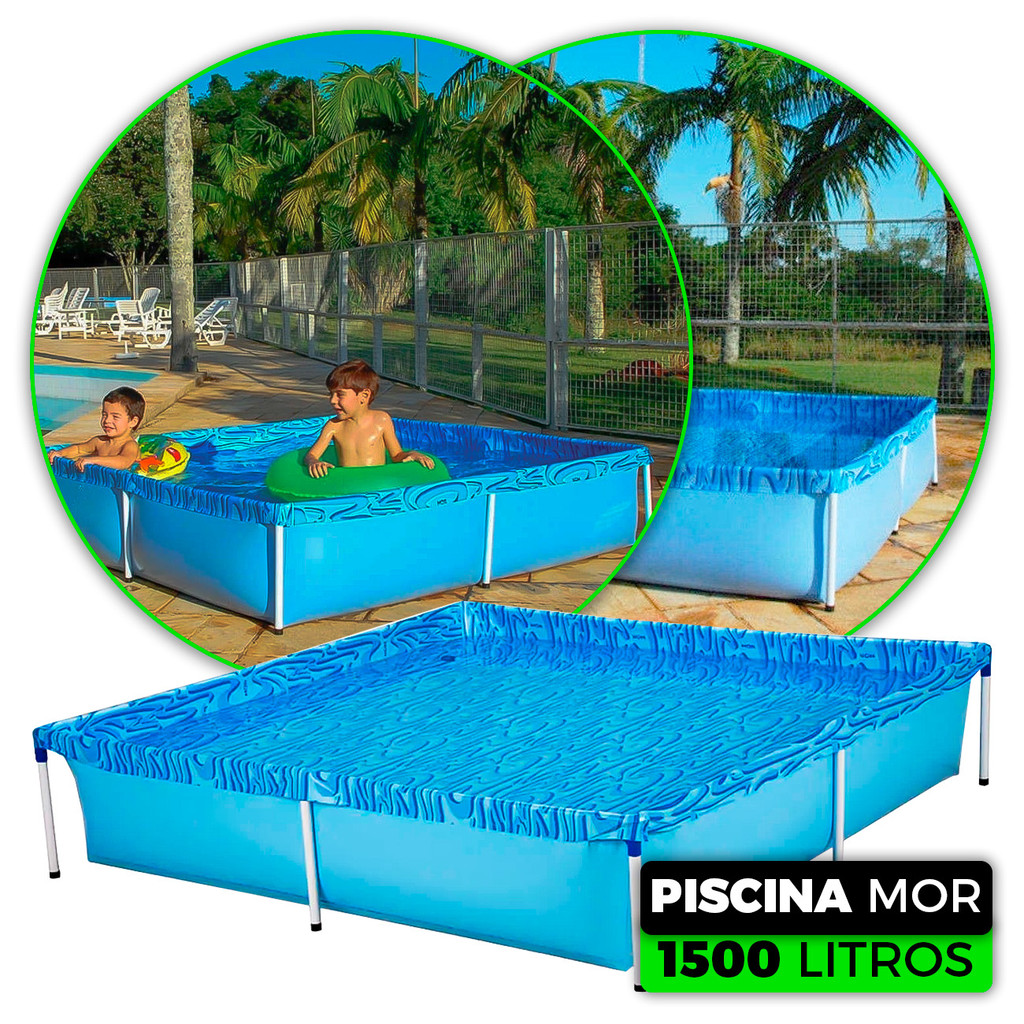 Piscina Infantil 1500 Litros Estrutural Mor Quadrada Verão Quintal em Oferta na Shopee