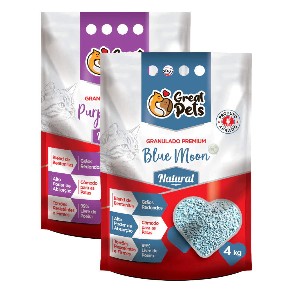 Kit 2 Areias Higiênicas Para Gatos 8 Kg Bentonita Premium - Great Pets em Oferta na Shopee