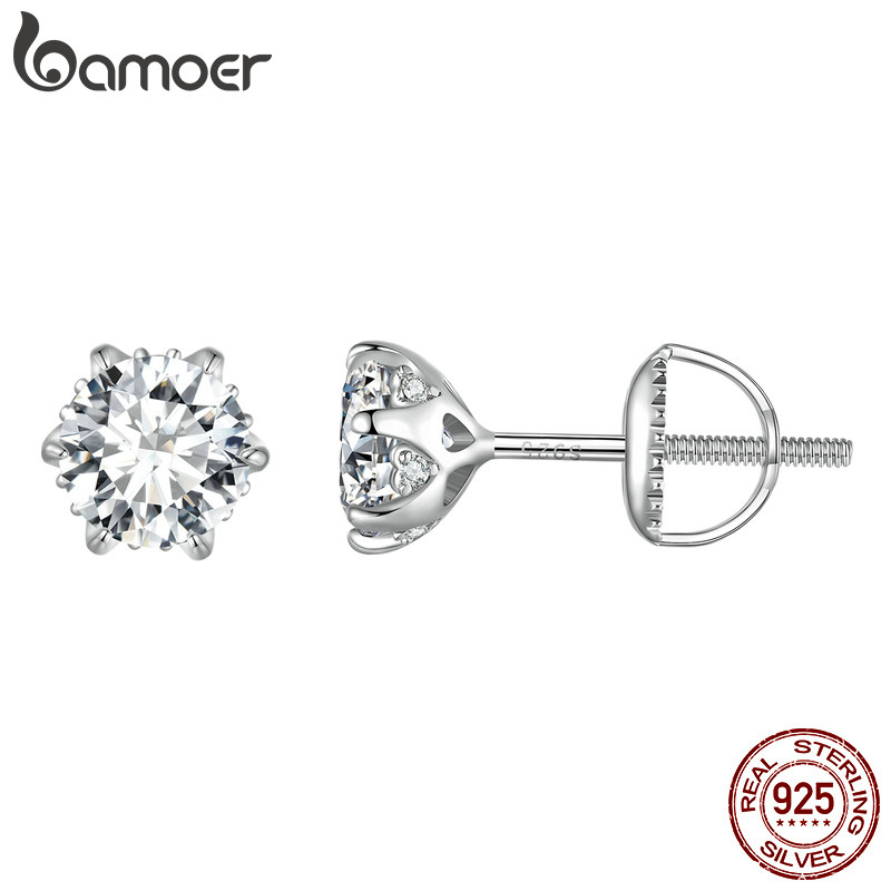 Brincos De Prata Esterlina 925 Bamoer Moissanite De 0.5 Quilates (Dois Certificados) Design Presentes De Luxo Para Mulhe - Fashion Accessories