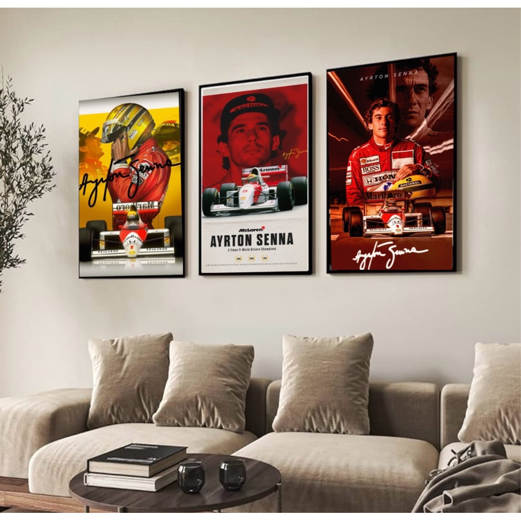Kit 3 Quadros Decorativos Mosaico Campeão Formula 1 Ayrton Senna Sala Quarto Escritório em Oferta na Shopee