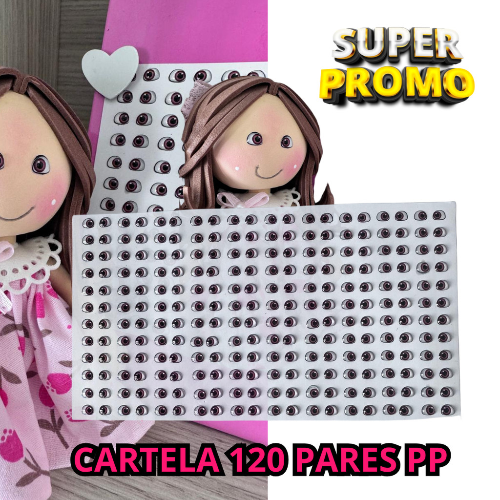 120 Pares PP Olhos Resinados Adesivos Massa Biscuit Feltro Eva Olhinhos Aplique Boneca Artesanato em Oferta na Shopee