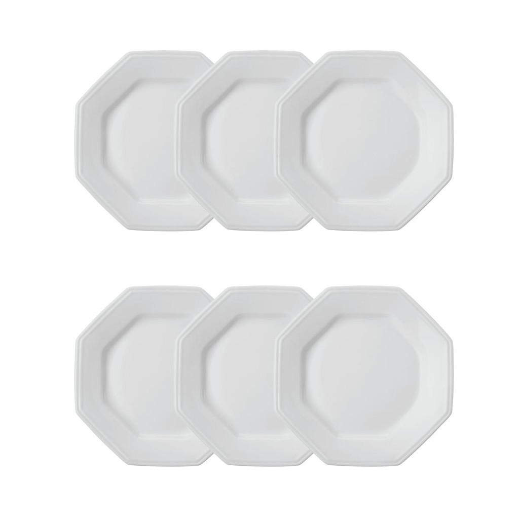 Jogo 6 Pratos de Sobremesa Prisma Brancos 20,5 cm Porcelana Schmidt em Oferta na Shopee