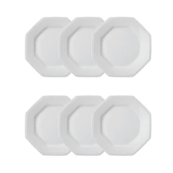 Jogo 6 Pratos de Sobremesa Prisma Brancos 20,5 cm Porcelana Schmidt