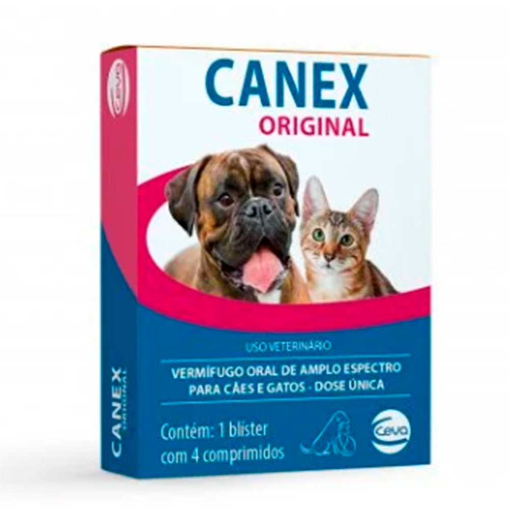 Vermífugo Canex Original Para Cães e Gatos Ceva 4 Comprimidos - Pets
