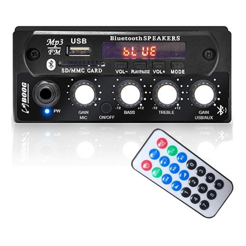 Mixer Automotivo Boog Estéreo Entrada Usb P2 P/ Microfone