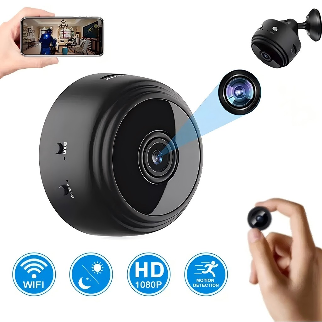 Mini Câmera de Segurança A9 HD Com Sensor de Presença Wi-Fi 110V e Suporte Para Encaixe APROX em Oferta na Shopee