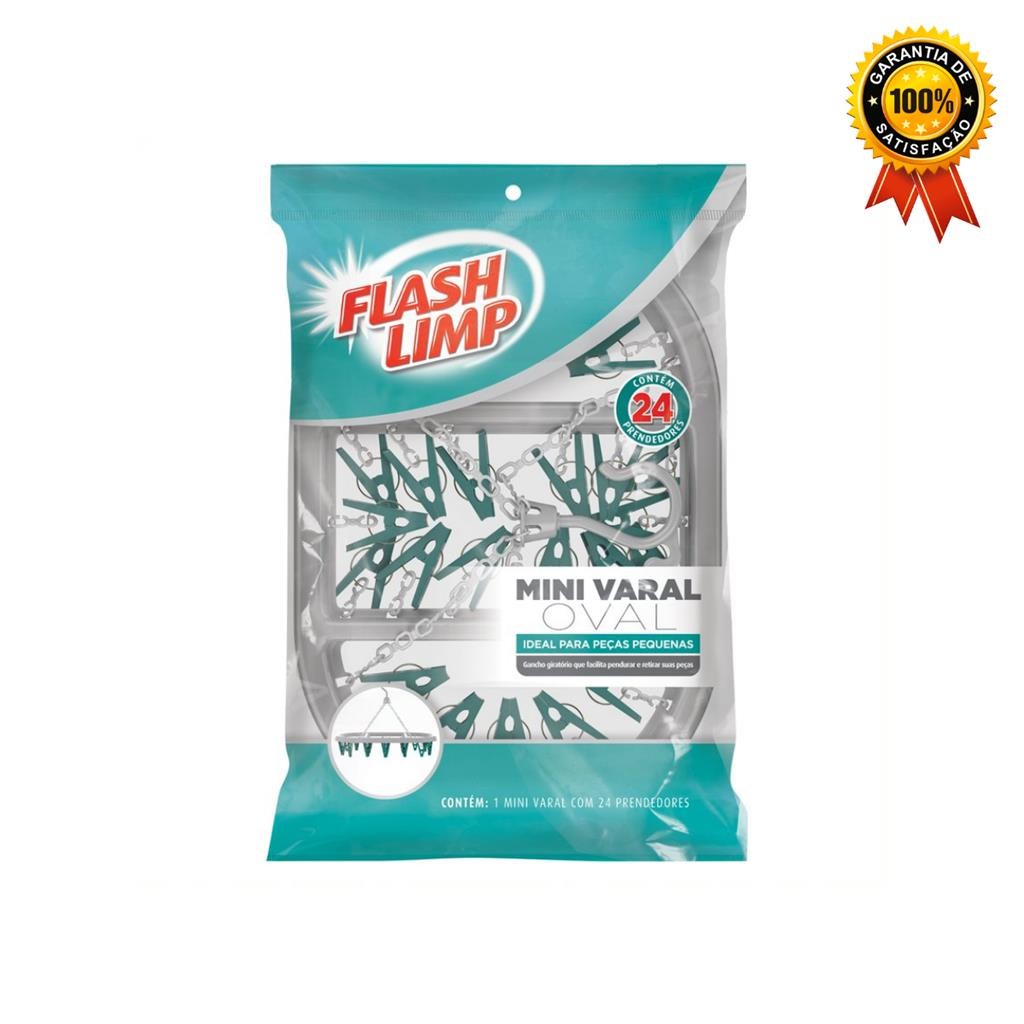 Mini Varal Oval Com 24 Prendedores LAV6803 Flash Limp Varal Para Meias E Roupas Íntimas - Home & Living