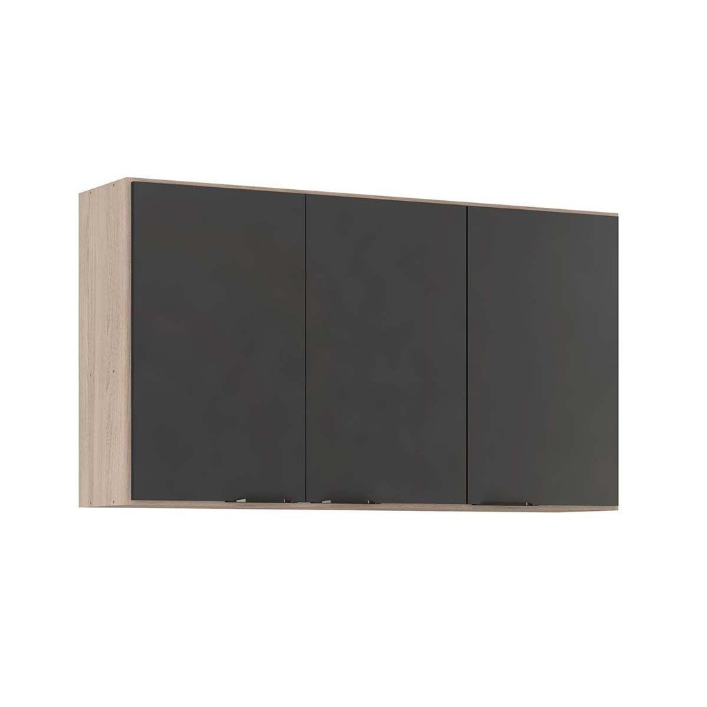 Armário de Cozinha Modulado Firenze 3 Portas 120cm Avena/Grafito - Demóbile