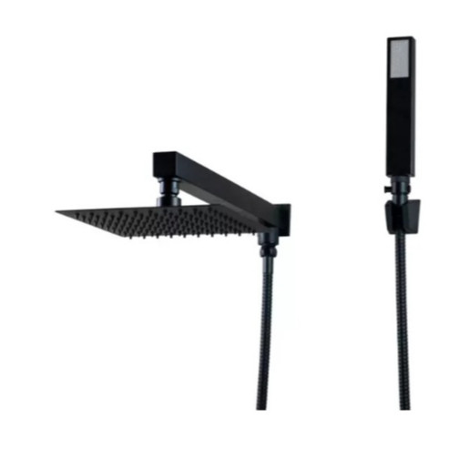 Chuveiro Ducha Slin Quadrada C/ Chuveirinho Luxo E Desviador Kit completo Preto