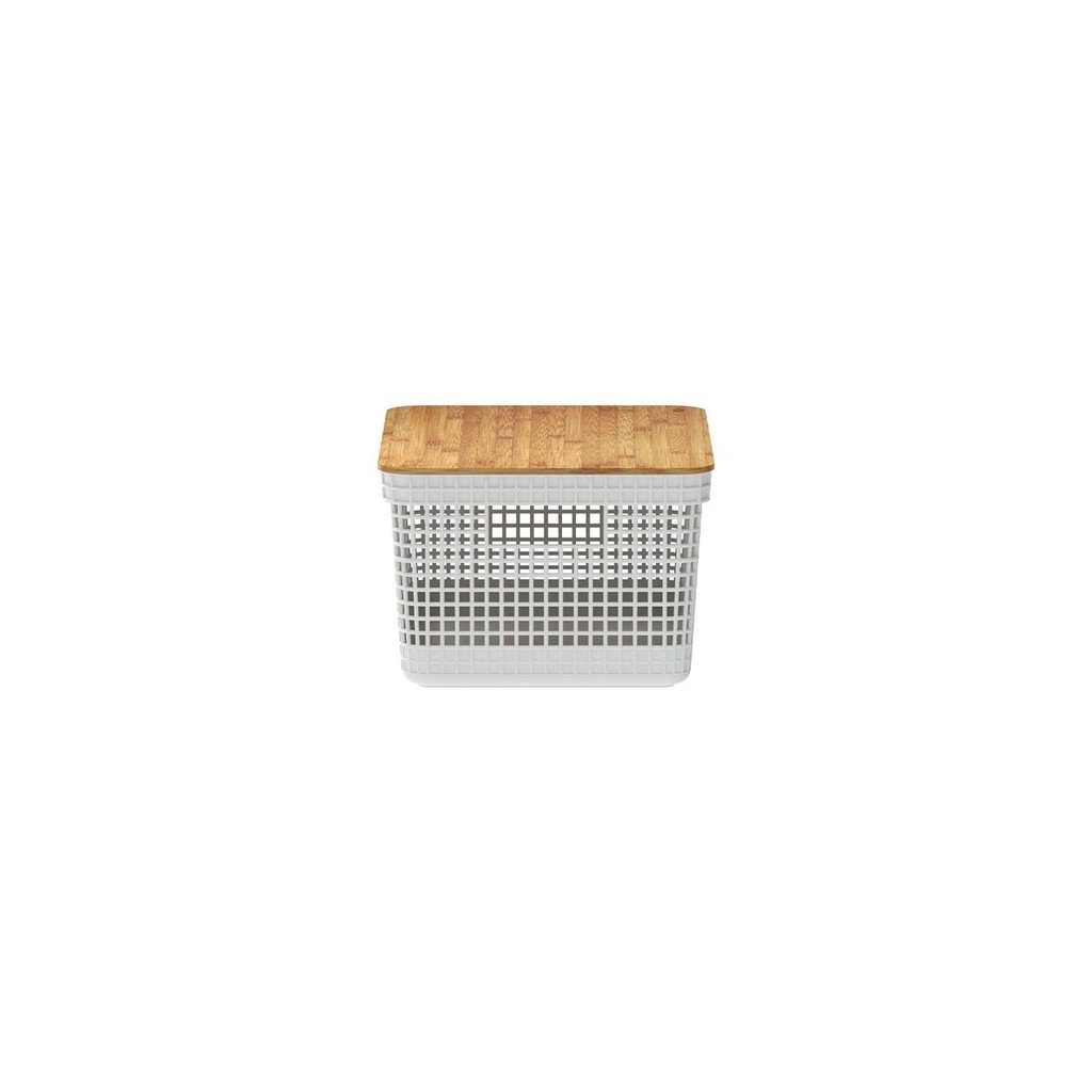 Cesta organizadora Ou 8L com tampa de bambu Linha Grid em Oferta na Shopee