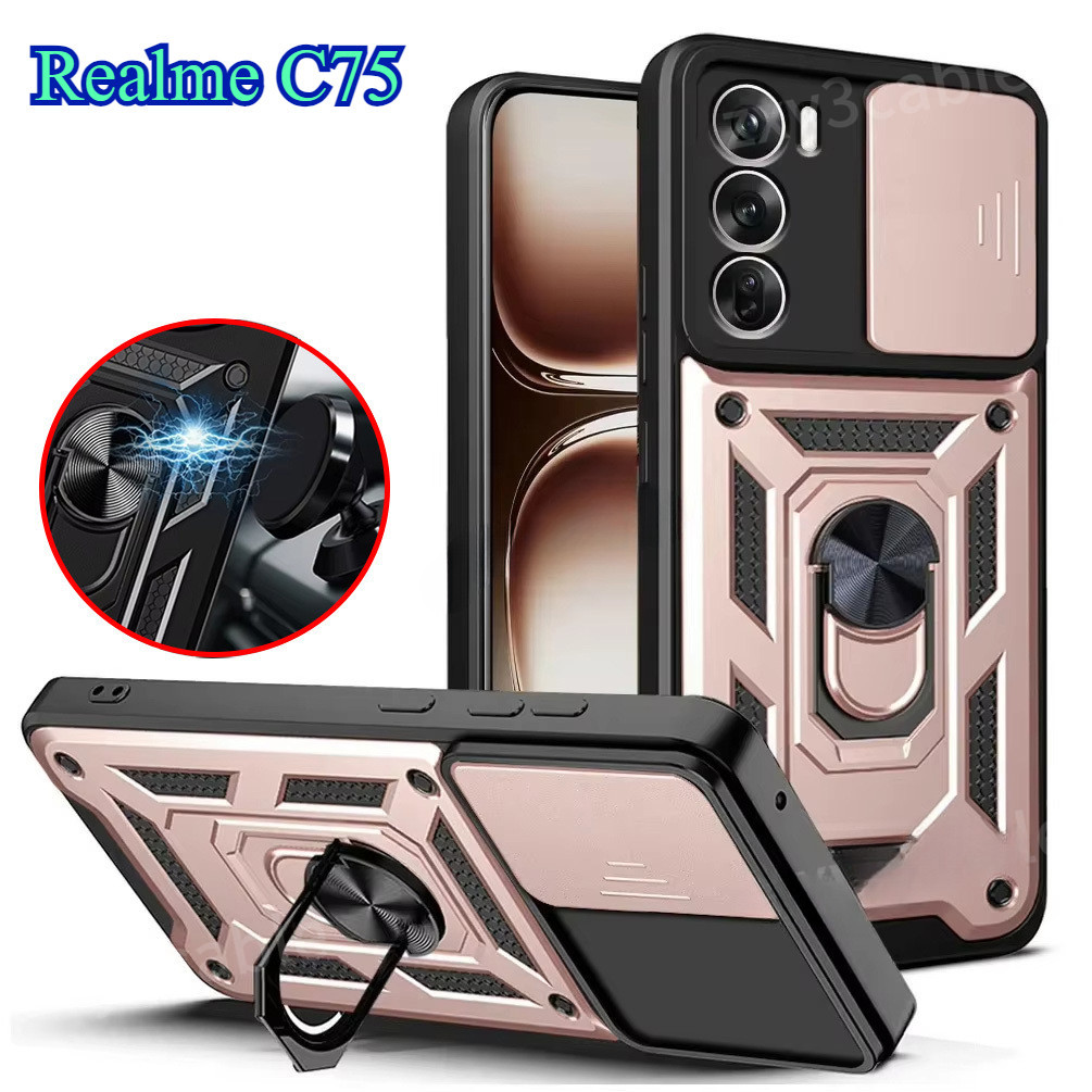Invólucro Para Realme C75 X 4G 2024 Slide Camera Lens Protection Case RealmeC75 C 75 RealmeC75X C75X Armadura À Prova De em Oferta na Shopee