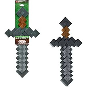Mattel Minecraft Role-Play Coleção de acessórios de brinquedo de batalha com design pixelado  espada de pedra