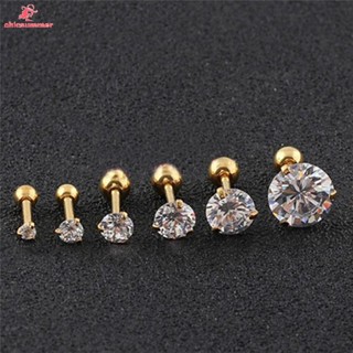 Feeling 316L Brinco De Tarraxa De Aço Inoxidável Cz 3 Prong Tragus / Cartilagem Com Cristal De Zirconita / Joias De Ouro em Oferta na Shopee