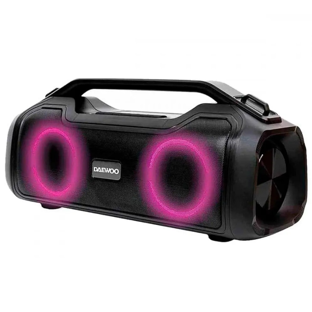 Caixa de Som Bluetooth Grande Preto Daewoo 200W - Iluminação em Led
