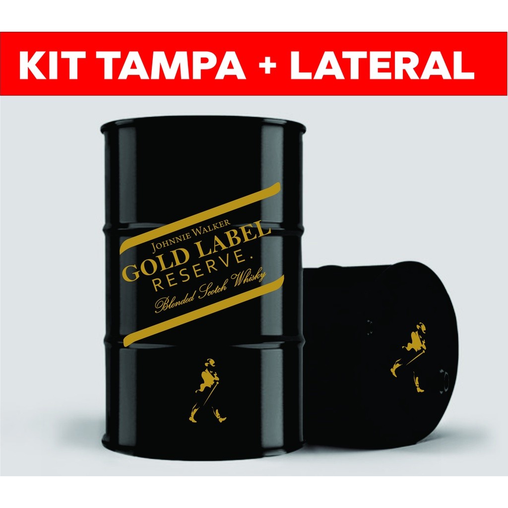 Adesivo personalizado Modelo whisky gold label p/tambor 220l (não acompanha  barril é somente o adesivo)