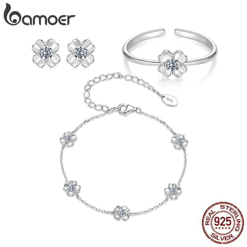 Brincos De Prata Esterlina 925 Bamoer Trevo De Quatro Folhas Acessórios De Moissanite Joias Presentes Para Mulheres em Oferta na Shopee