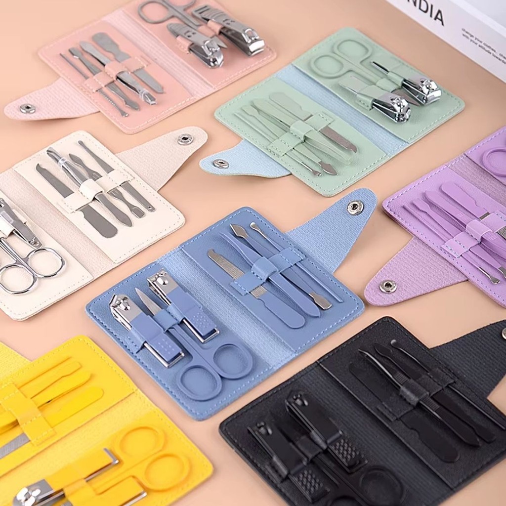 Kit Cortador De Unha Carbono Conjunto Com 7 Peças Tesoura Pinça Com Estojo