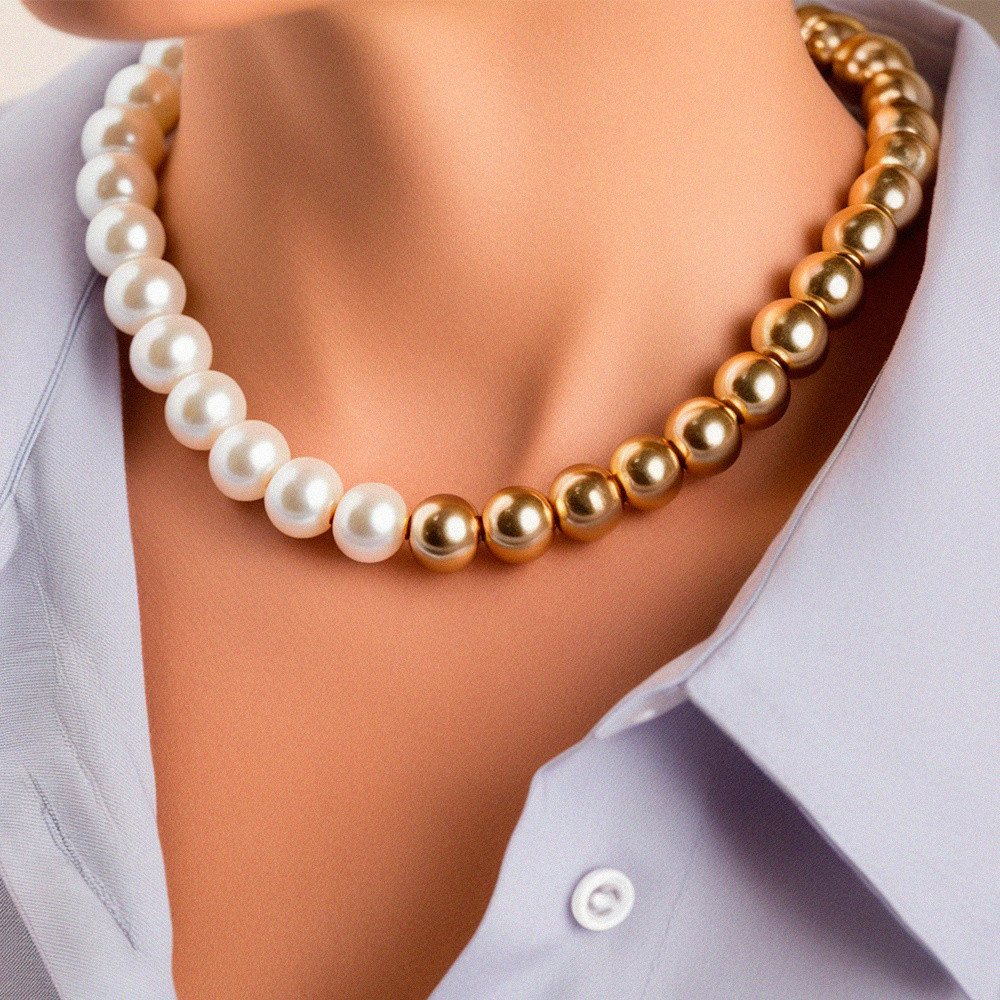 Colar com Perola e Bolinhas Lisa Banhado a Ouro | Feminino | Banhado Ouro 18K | Antialérgico | Semijoia | LABRILHO Joias