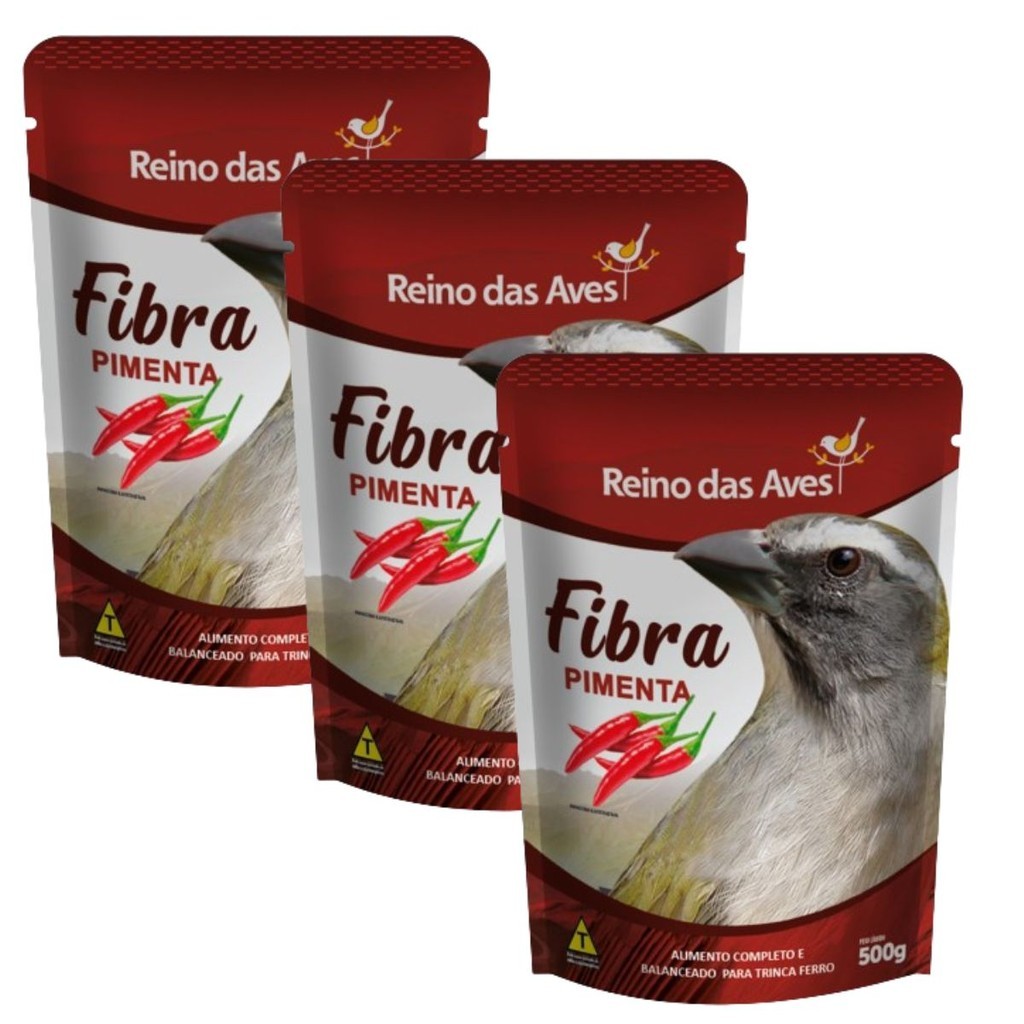 KIT 3 FIBRA PIMENTA TRICA FERRO 500G - REINO DAS AVES em Oferta na Shopee