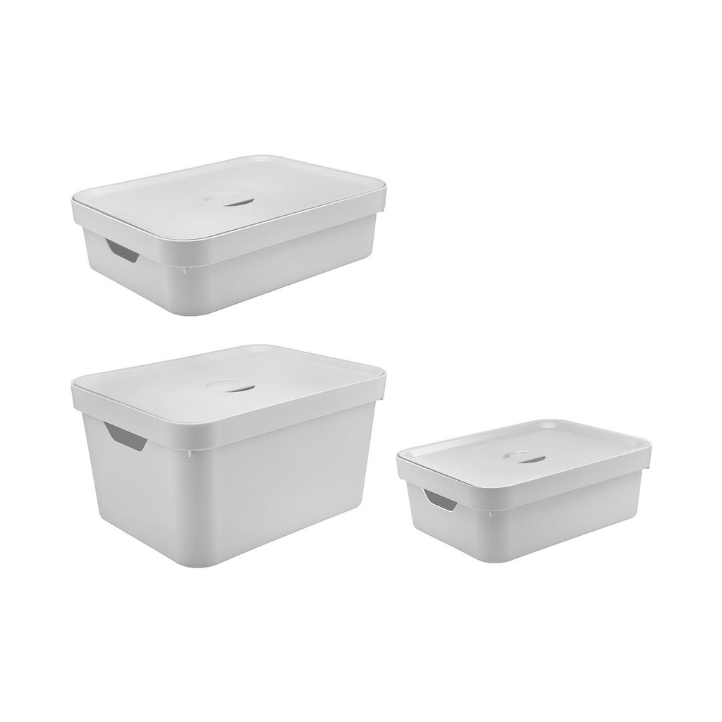 Kit de caixa organizadora Ou 3 peças Linha Cube - Branco em Oferta na Shopee