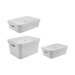 Kit de caixa organizadora Ou 3 peças Linha Cube - Branco