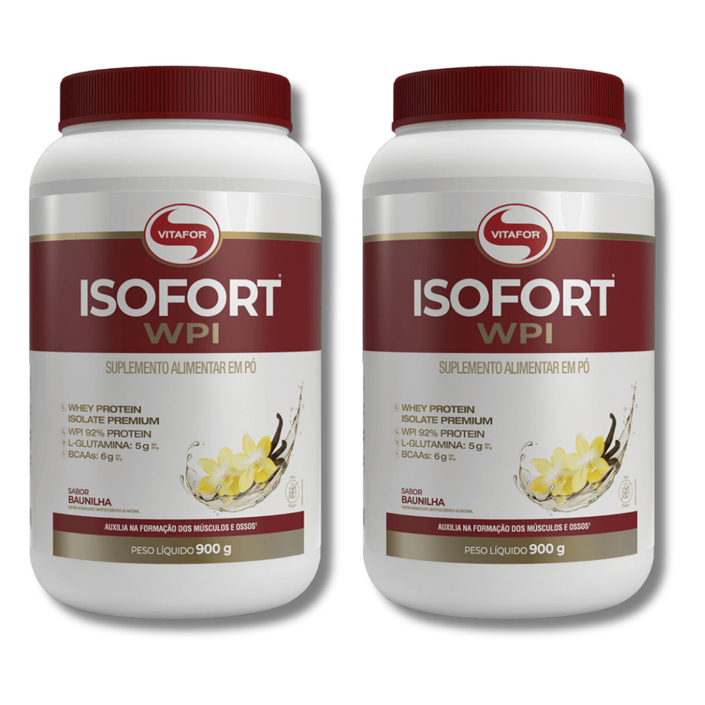 KIT 2 Isofort WPI Baunilha Whey Isolado 900g Vitafor