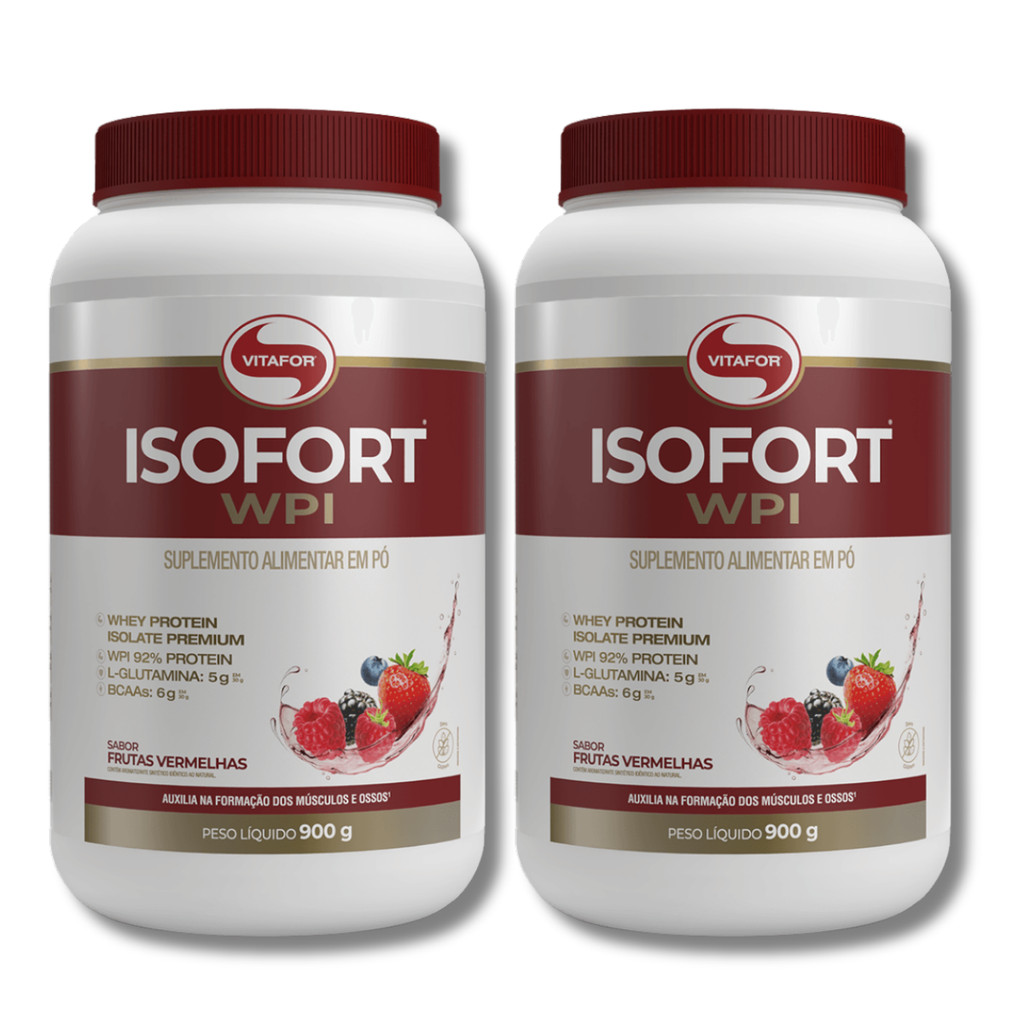 KIT 2 Isofort WPI Frutas Vermelhas Whey Isolado 900g Vitafor