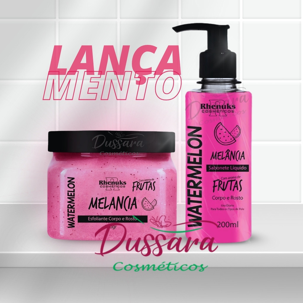 Kit Esfoliante + Sabonete Líquido Rosto e Corpo ( Melancia - Rhenuks