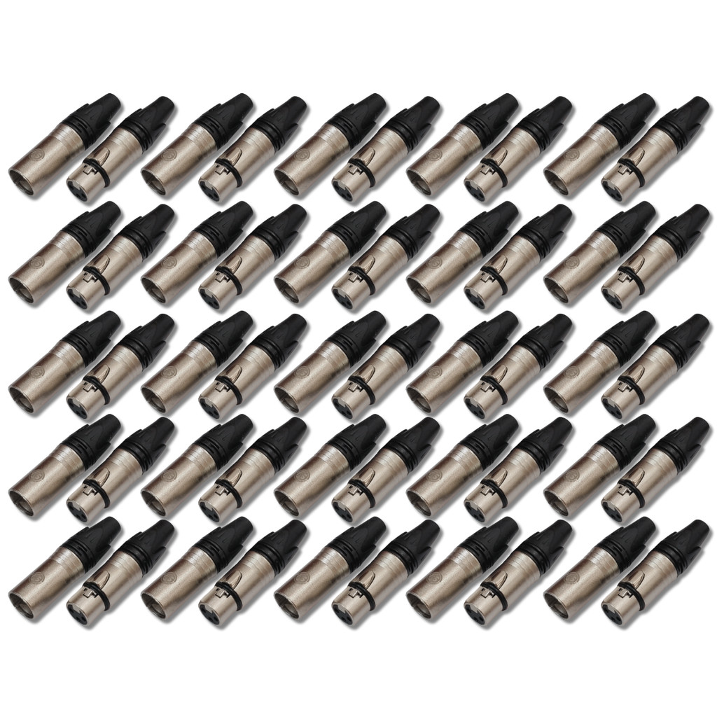 Kit 25 Plug XLR Macho + 25 Plug XLR Fêmea XL03 Robusto SV