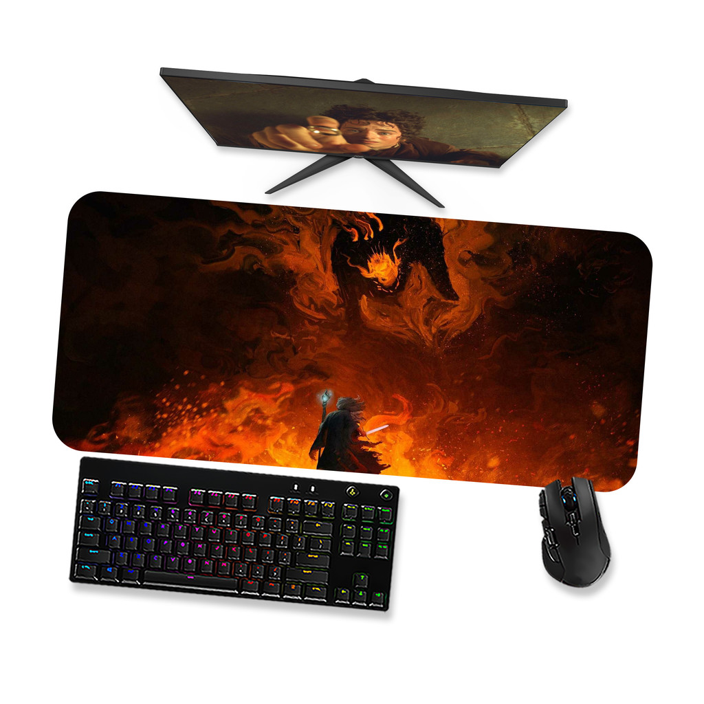 Mouse Pad Gamer Grande  Senhor dos Anéis Gandalf vs Balrog  90x40 80x40 60x40 70x30 45x40
