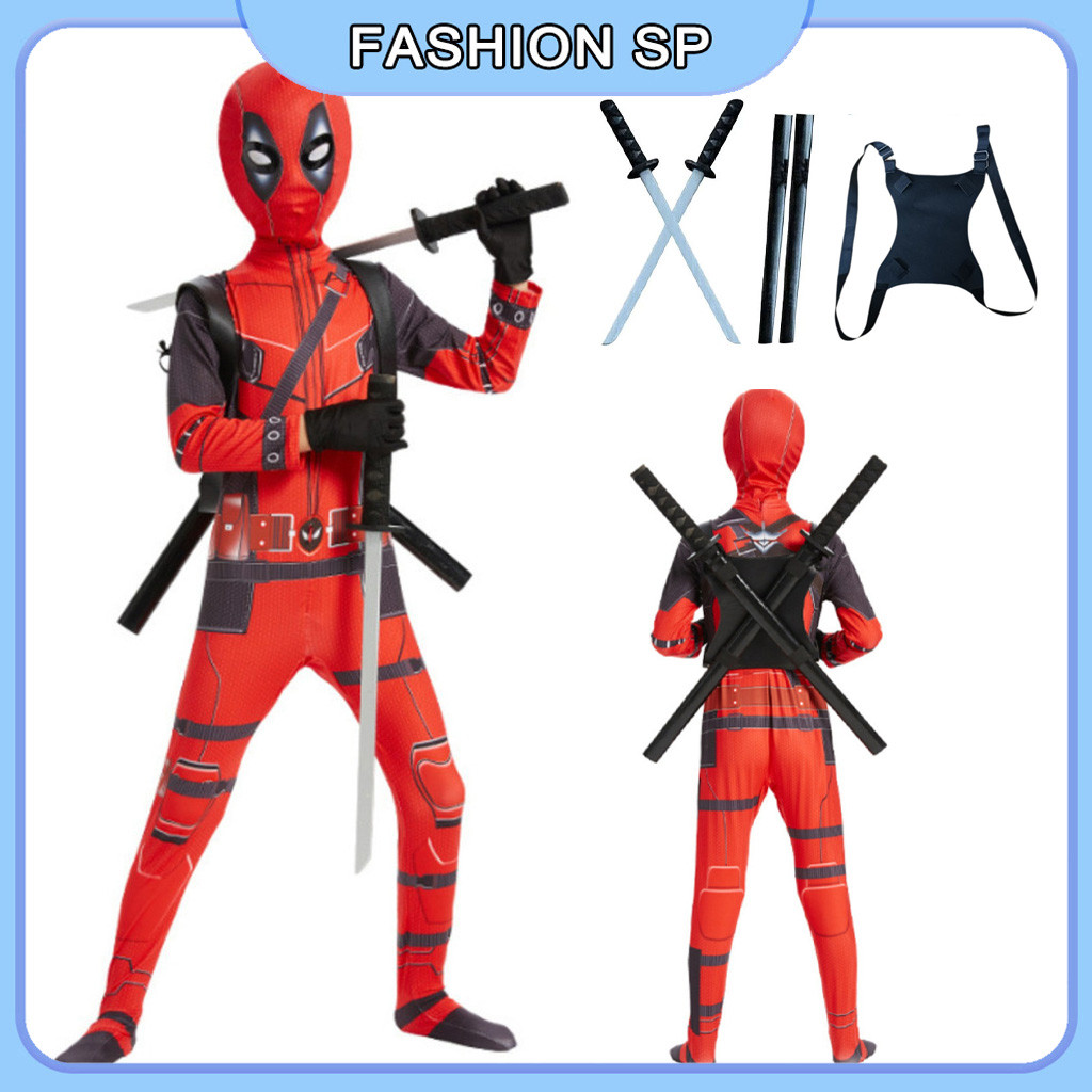 2026 Fantasia Deadpool Para Halloween Com Espada Para Infantil Traje De Cosplay