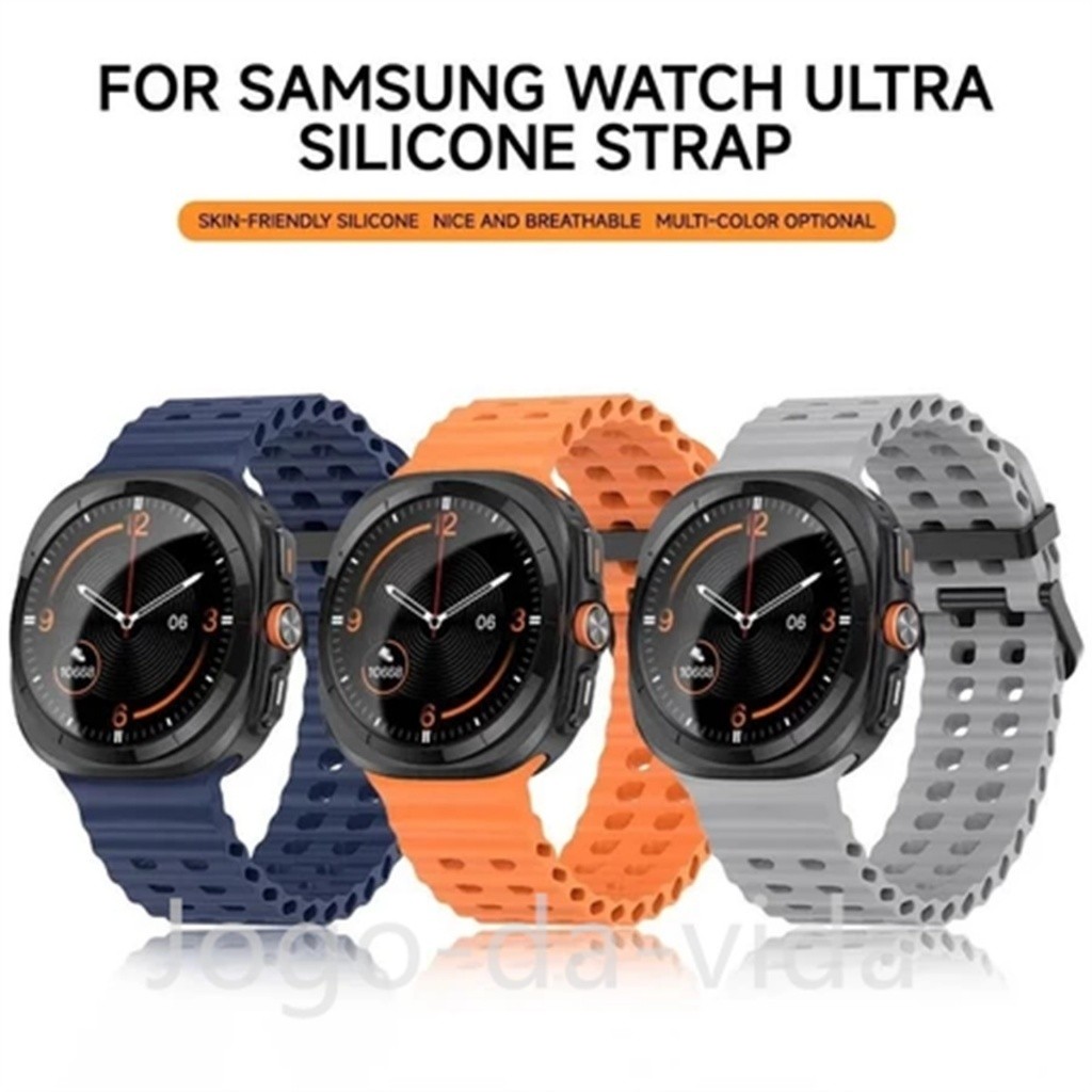 Pulseira De Relógio Respirável Para Samsung Galaxy Watch 7 Ultra 47mm Silicone C
