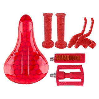 Kit Banco Pedal Manopla Maçaneta Bicicleta Aro 16 Vermelho em Oferta na Shopee