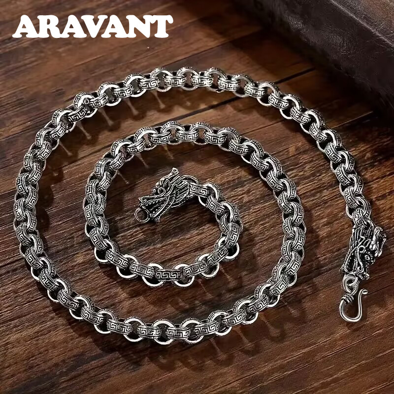Aravant 925 Prata Retro Dragão Colar Corrente Para Homens Mulheres Moda Jóias em Oferta na Shopee
