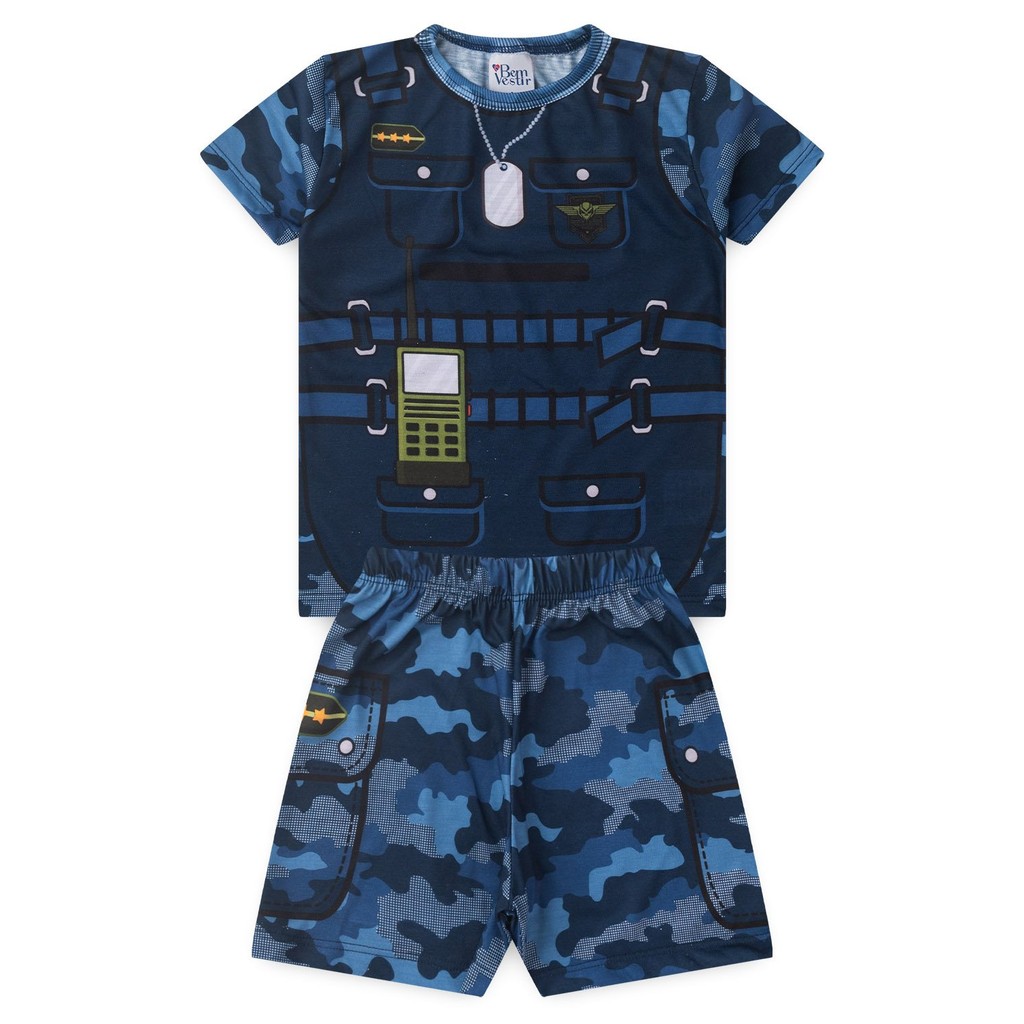 Conjunto Fantasia Infantil Masculino Militar em Poliéster em Oferta na Shopee