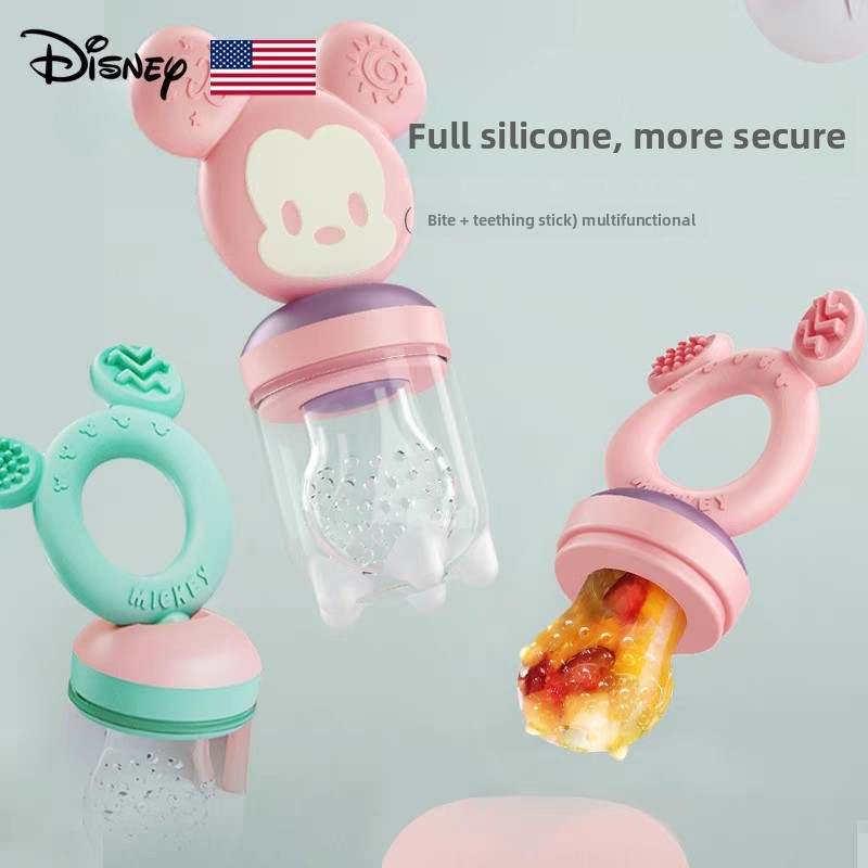 Disney Bebê Comida Mordedor Bolsa Frutas Vegetais Alimentador Chupeta Mordendo Brinquedo Para Bebês Seguro Mascar Alívio