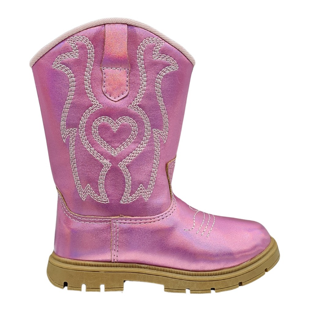 Bota Texana Country Pink Dourada Cobre Metalizada Prata Boiadeira Zíper Cano Alto Menina Nº 20 ao 27 Luxo Camin
