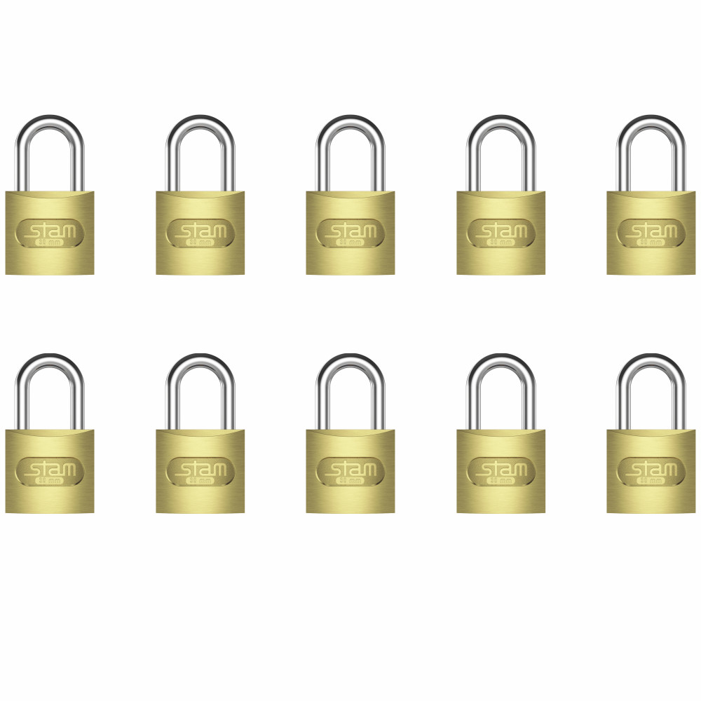 Cadeado Com Chave 30mm Stam - Kit Com 10 Unidades Mesmo Segredo Cor Prateado em Oferta na Shopee