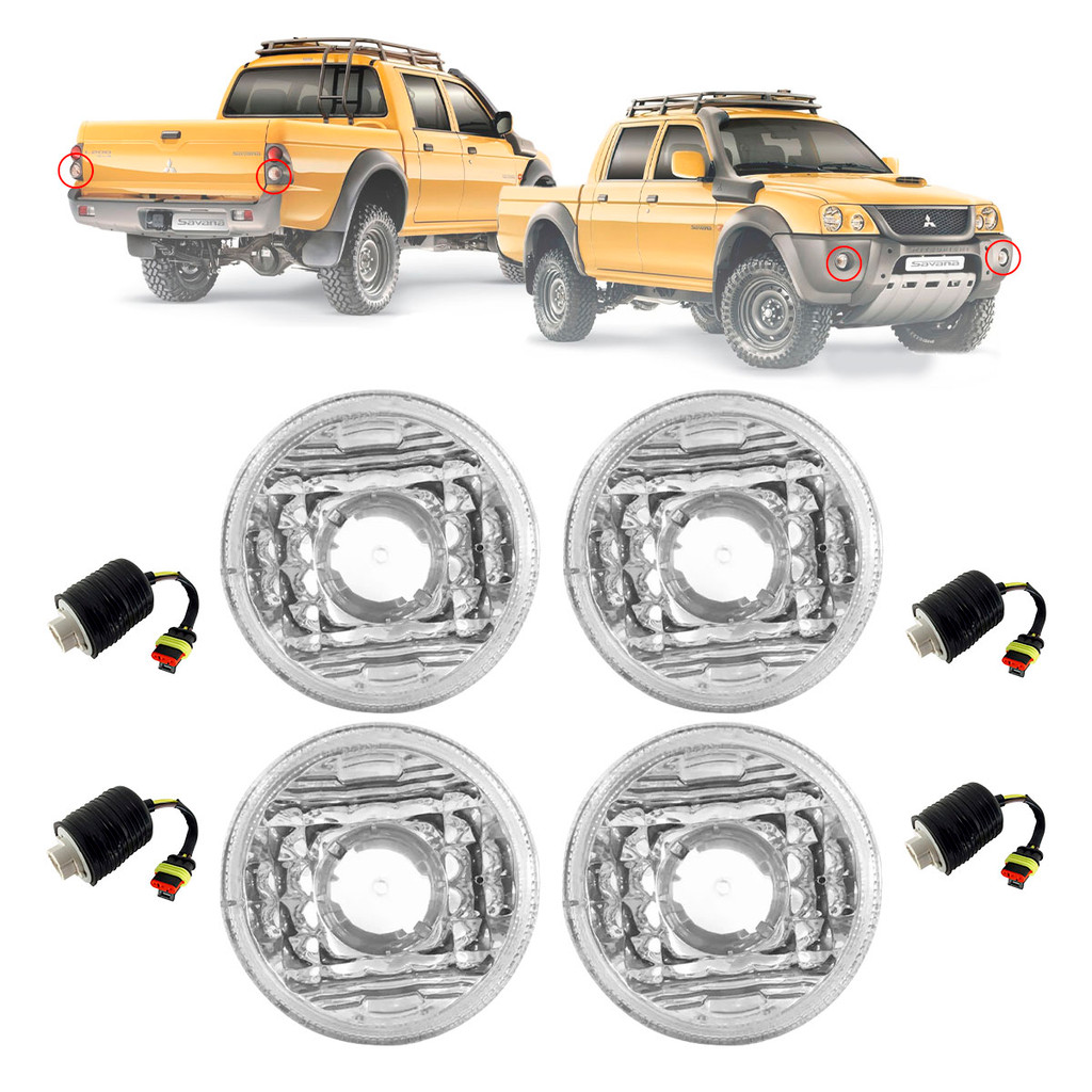 Kit Lanterna Farol L200 2004 05 06 07 08 09 10 11 2012 Pajero Tr4 Dianteira Pisca Seta Par Soquete