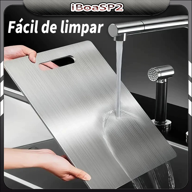 🔥 _GERENCIE SUA COZINHA COM SEGURANÇA: TÁBUA DE CORTE ANTIBACTERIANA! 🔪✨_  
_Tábua De Corte 304 Aço Inoxidável_  
✅ Superfície antibacteriana que garante higiene e segurança  
✅ À prova de mofo, ideal para uso prolongado  
✅ Material resistente, perfeito 