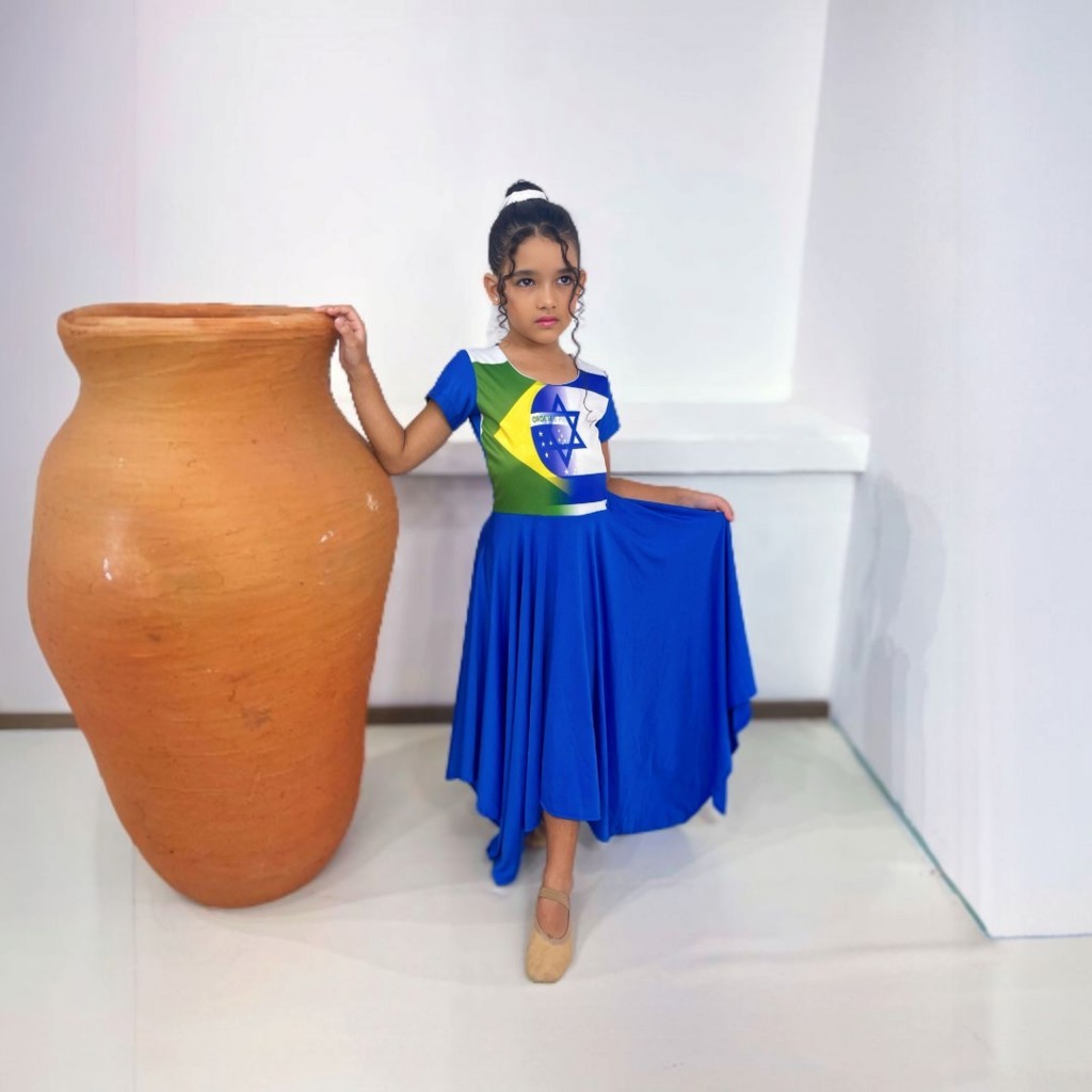 Vestido de Dança Coreografia Infantil Brasil/Israel em Oferta na Shopee