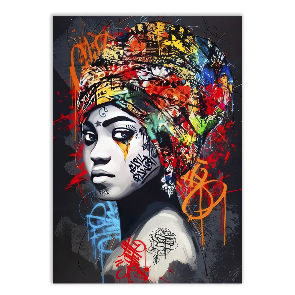 Placa Decorativa Grafite Mulher Negra Arte De Rua Banksy Decoração Poster Quarto Sala