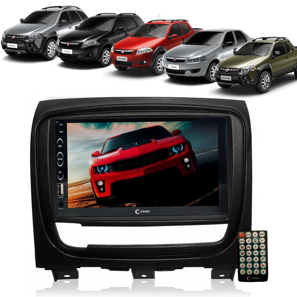Multimídia MP5 DVD USB + Moldura Palio Weekend Strada Siena 2012+ 2 Din Som Automotivo