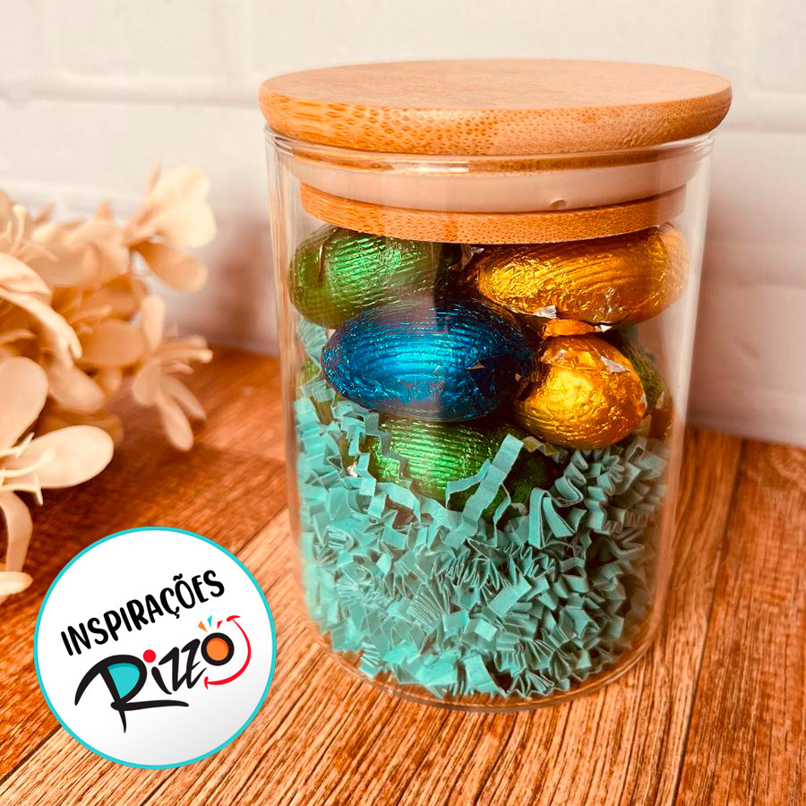 10 Pote de Vidro Hermético 60ml com Tampa de Madeira (6,7x5,3cm) Rizzo em Oferta na Shopee