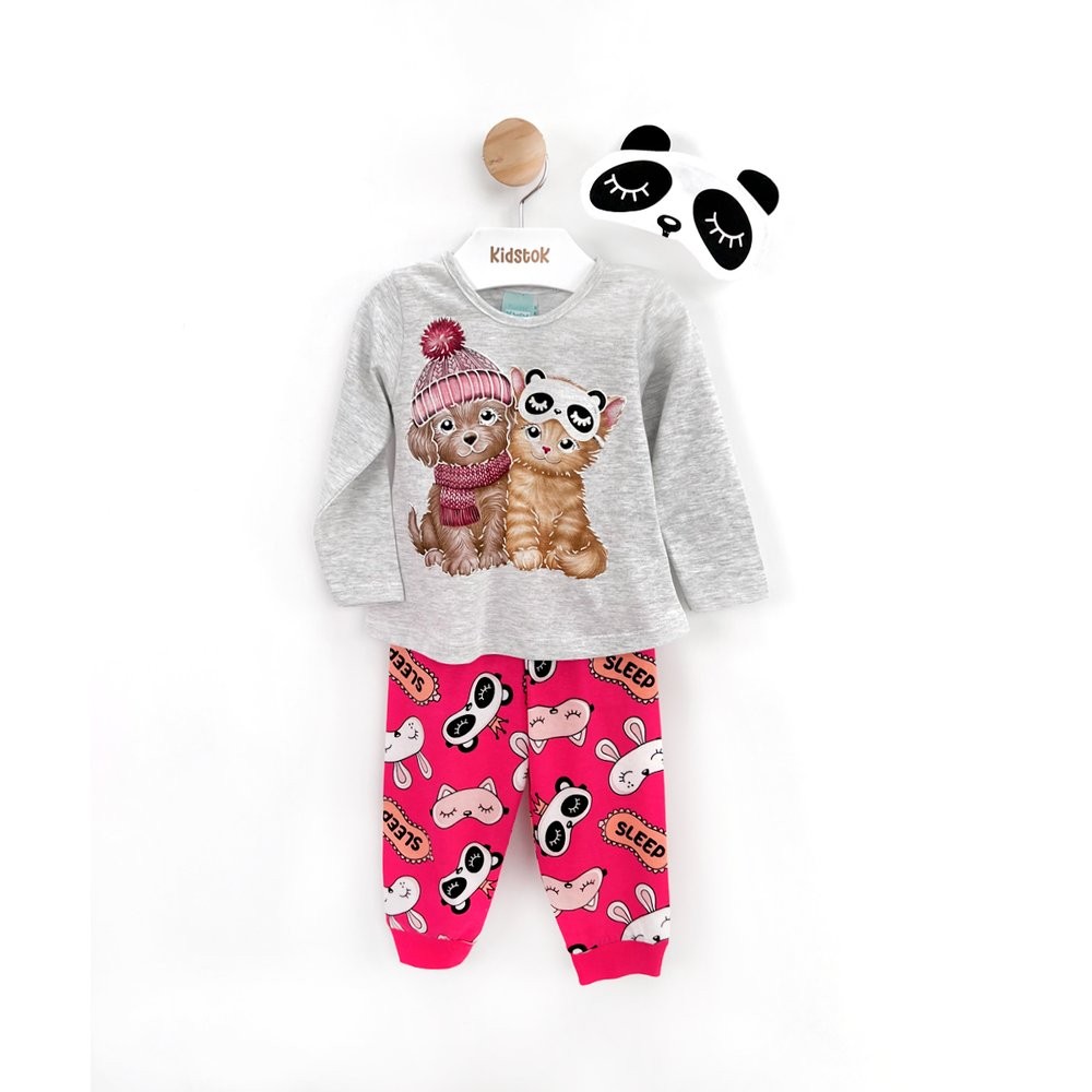 Pijama Menina Manga Longa Brilha no Escuro Pets c/ Máscara - Kyly