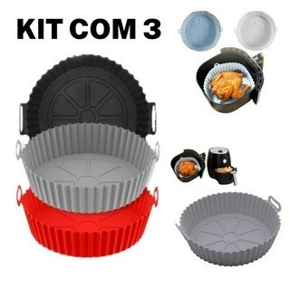 1/2/3 Forma De Silicone Para Air Fryer Forno Microondas Fritadeira Assadeira Reutilizável…